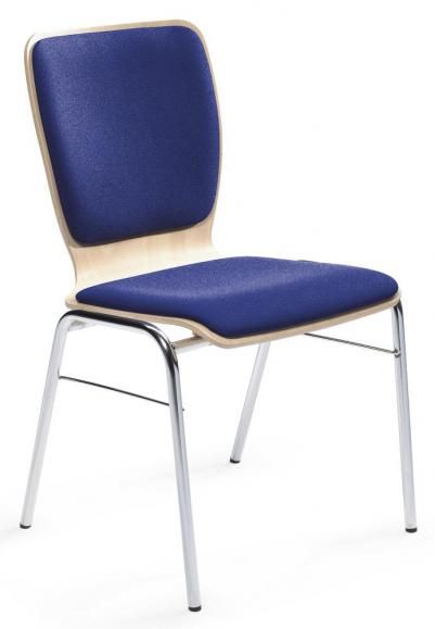 Stuhl JARA mit Sitz- und Rückenpolster BASIC C in Blau mit Reihenverbinder