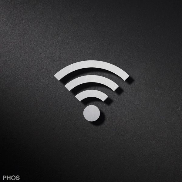 PHOS Edelstahl Piktogramm WLAN / Wi-Fi Symbol